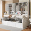 Lit de repos en bois avec sommier hydraulique, armoire et Ã©tagÃ¨re tout-en-un-397567470-397567469