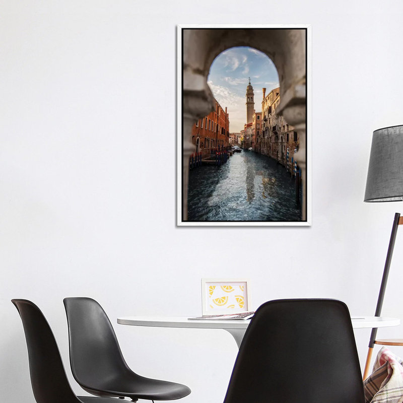 Belltower Of San Giorgio Dei Greci, Venice by Enzo Romano - Print on Canvas, 101.6cm H x 66.04cm W x 3.81cm D, White Framed