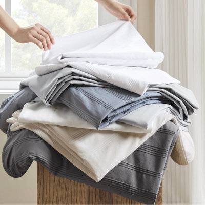 Housse de couette entièrement tissée à rayures, infroissable, idéale pour les chambres d'amis 3