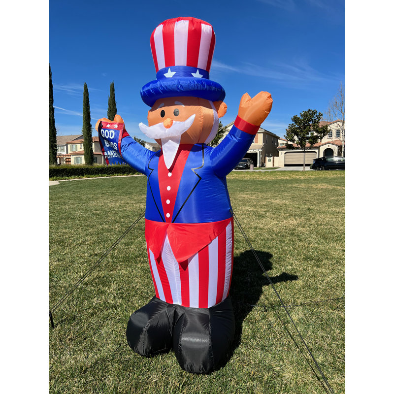 Décoration de fête gonflable oncle Sam de 6 pieds le 4 juillet avec drapeau