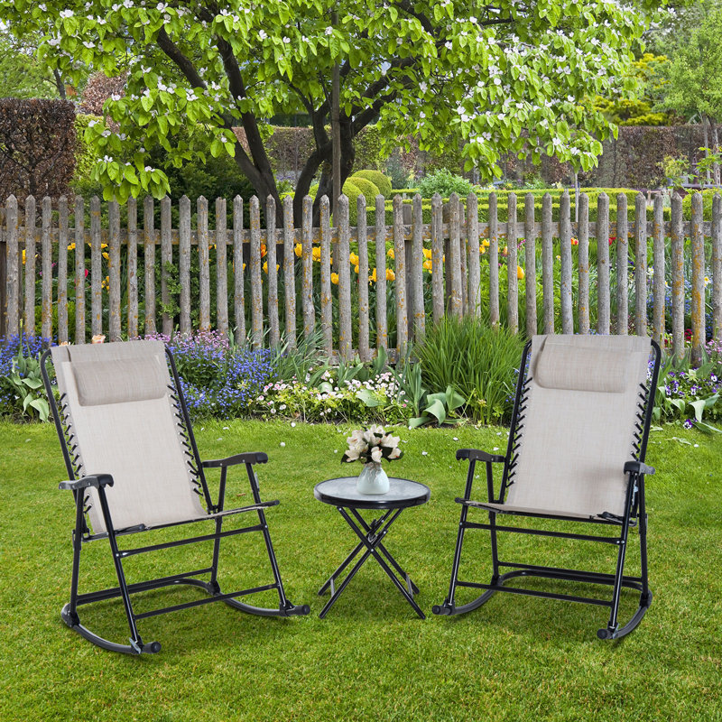 Gaston 2 - Person Patio Dining Set with Round Table, Cream White