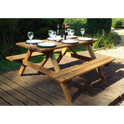 Fournier 6 - Person Wood Patio Dining Set with Rectangular Table