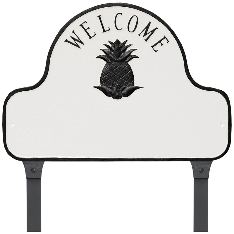 2-Line Lawn Address Sign, Gray/White, Yes