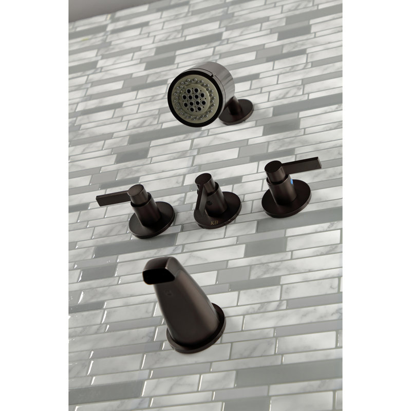 Kingston Brass NuvoFusion Triple-Handle Tub and Shower Faucet, Oil Rubbed Bronze