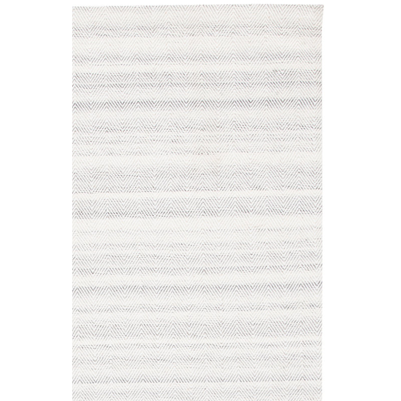Earin Hand Woven Viscose/Wool Chevron Rug in Gray/Ivory, Rectangle 3' x 5'