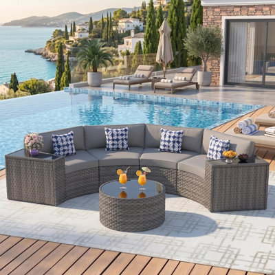 All-Weather Wicker 4-Person Patio Conversation Set With Cushions