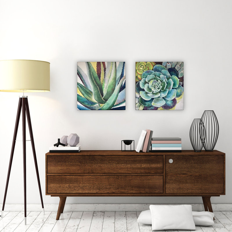 Brilliant Succulents I/II by Norman Wyatt Jr. - Canvas Print Set, 24" H x 48" W, No Mat, Wrapped Canvas