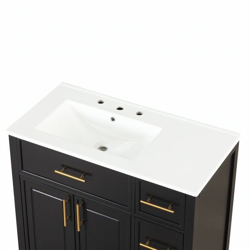 Meuble-lavabo de 36 pouces avec comptoir d'évier, imperméable et résistant aux taches, parfait pour les salles de bain modernes