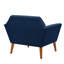 Fauteuil de style Mid-Century moderne, dossier et siège à boutons, accoudoirs, pieds en bois de pacanier, fauteuil bleu avec design Mid-Century, pieds solides en pacane, sièges supplémentaires, revêtement-932305879
