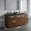 Meuble-lavabo autoportant en noyer de 60 po avec comptoir en quartz noir Damico