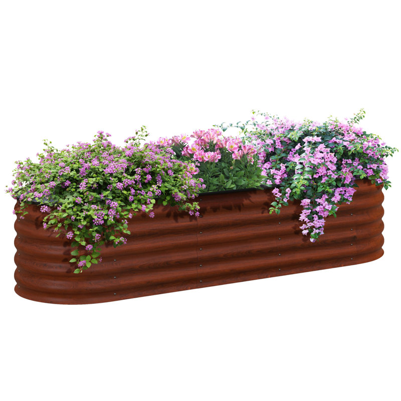 Ensemble de jardin surélevé galvanisé 6,5 pi x 2 pi x 1,4 pi Outsunny