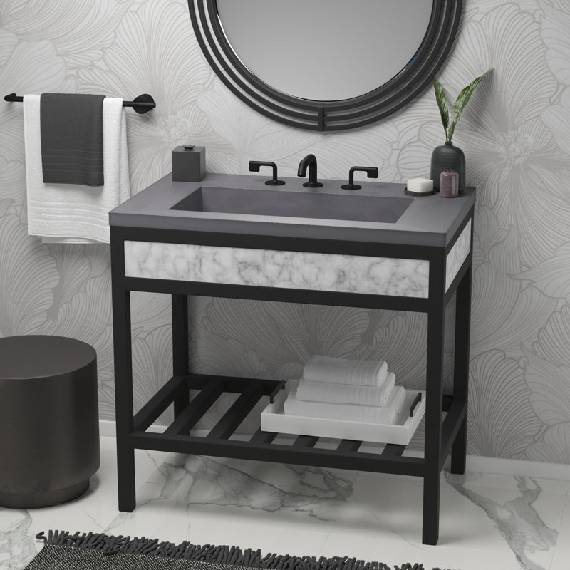 Capistrano 36.5" Single Bathroom Vanity Top with Sink, 8" Centers, Slate