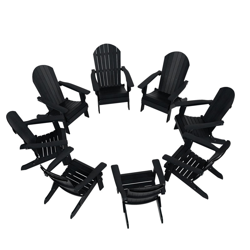 Arrlo Foldable Outdoor Adirondack Set, Black