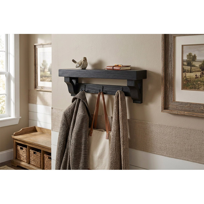 Portemanteaux mural Rayne, Black, 48/4/7