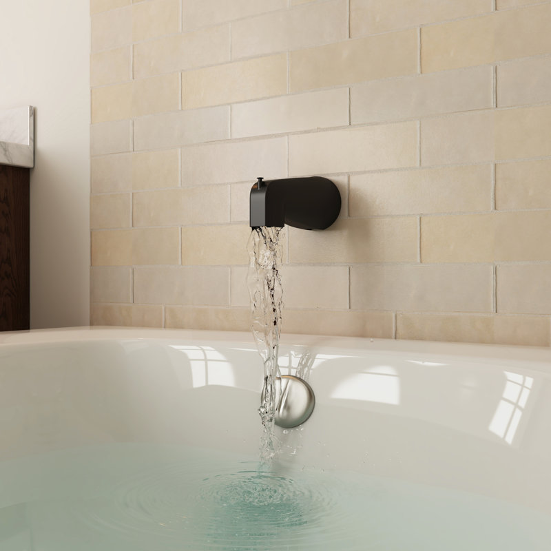 Ensemble de douche de remplacement pour pomme de douche ronde 10 fonctions et bec de baignoire 5 pouces, Noir mat