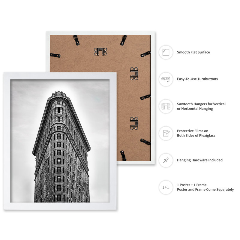 Flatiron Building, Affiche, 24"H x 32"W, Encadrement blanc