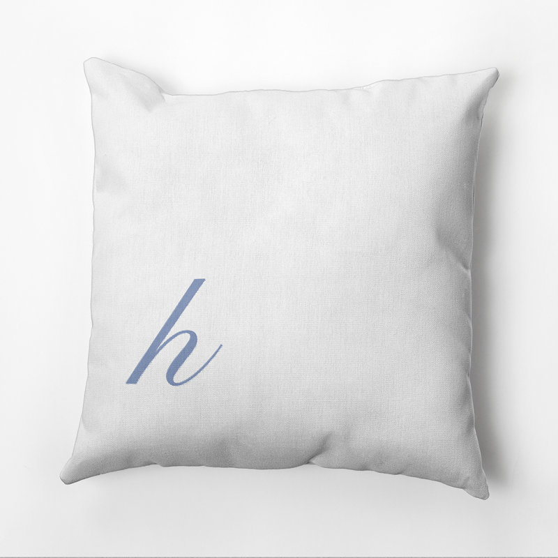 Monogram Design Collection Reversible Throw Pillow, 20"x20", Blue, H