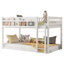 Lit superposé bas simple au-dessus de simple, lit superposé au sol avec échelle, lit superposé simple en bois massif pour et junior, blanc-1740657884