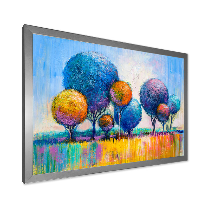 Autumn Fantasy Trees IV - Peinture sur toile, H 12 po x l 20 po x p 1 po, Cadre photo argenté