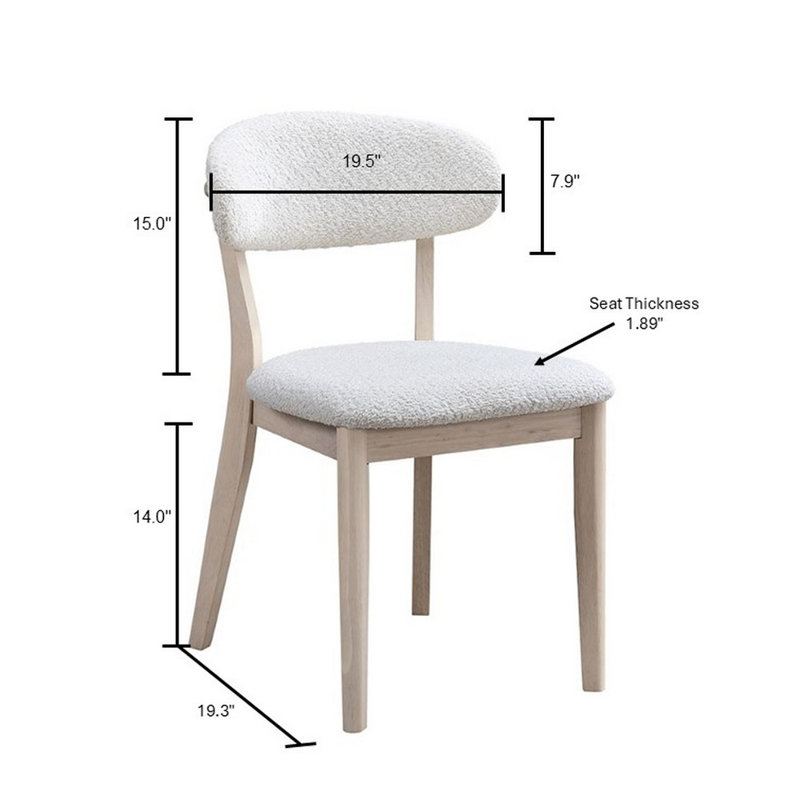  2Pcs Upholstered Wood Dining Chair, White Wash Color, White Wash