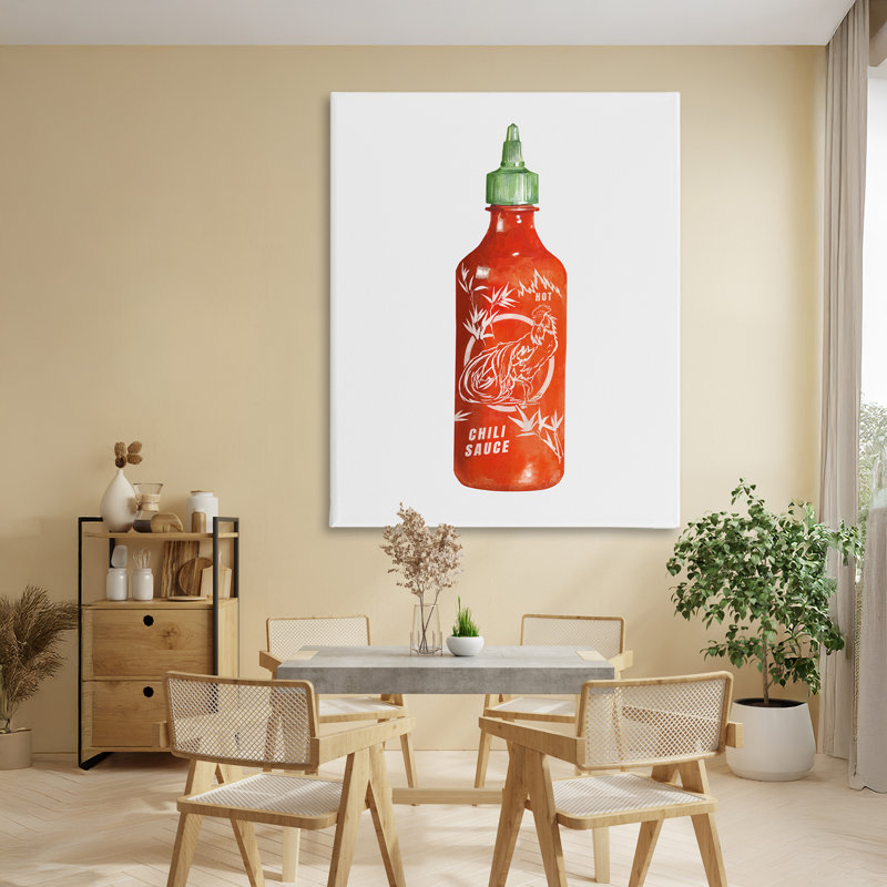 Iconic Hot Sauce Bottle, conception d'art sur toile par Rylen McNett, H 48 po x l 36 po