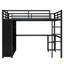 Structure de lit mezzanine grand format avec garde-robe intégrée, lit mezzanine en métal avec bureau et tablettes de rangement-2081954849