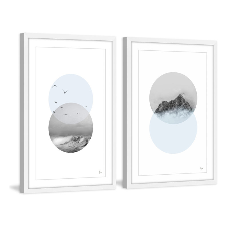 «Interchangeable Diptych» par Eyre Tarney - ensemble de 2 reproductions d'art sur papier encadré, H 30 po x l 20 po