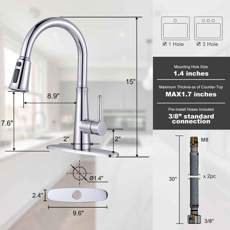 Pull Out Kitchen Faucet, Chrome