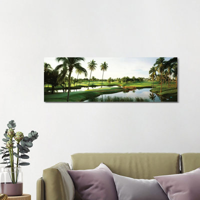 Golf Course Palm Trees at Isla Navadad Resort in Manzanillo, Colima, Mexico 1 Piece Wrapped Canvas Panoramic Wall Art
