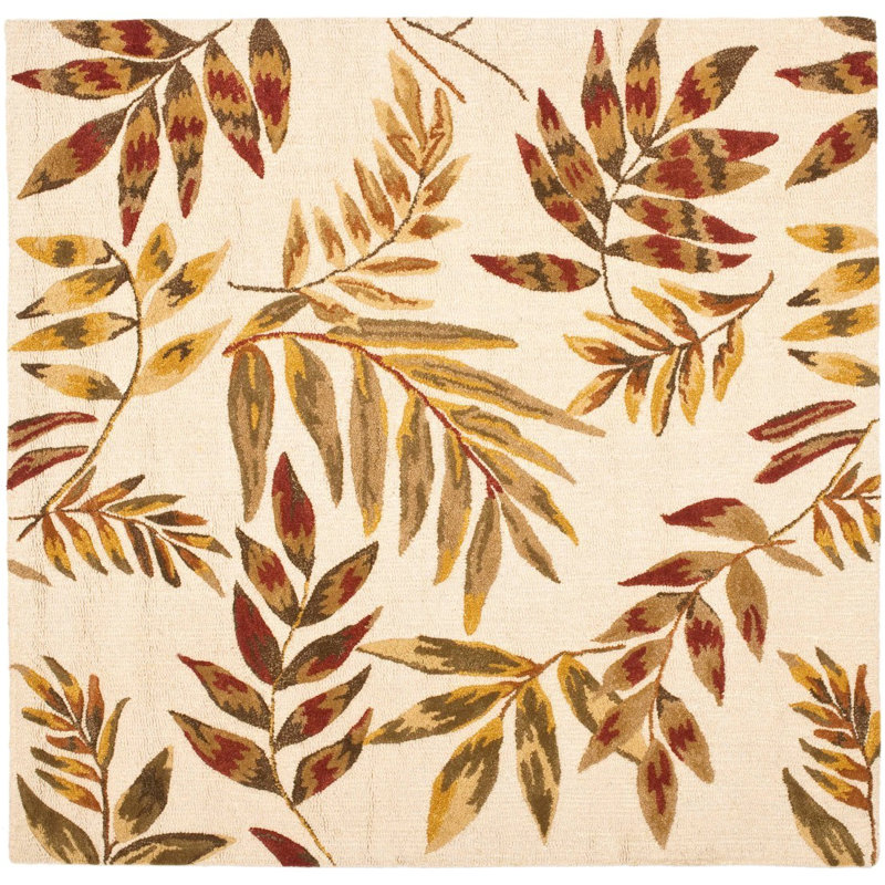Tapis beige en laine et viscose touffetés à la main Soho, Carré 6 pi