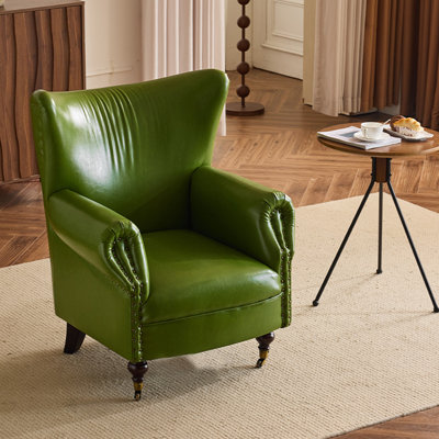 Retro Faux Leather Recliner with Pulley Leg