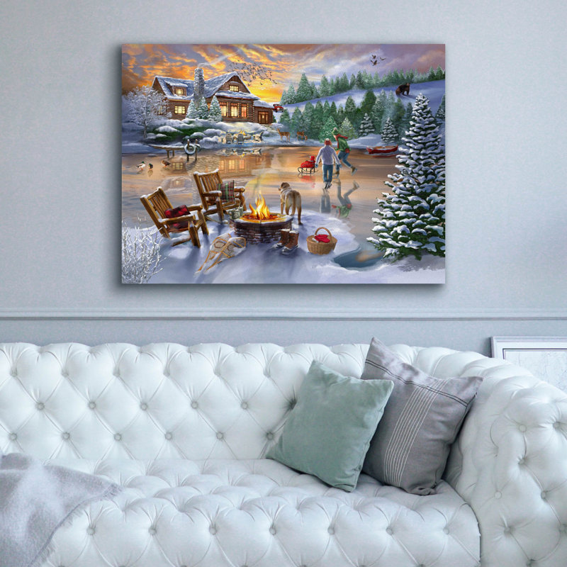 «Evening Skate» par Bigelow, illustrations sur toile, H 40 po x l 54 po x P 1,5 po
