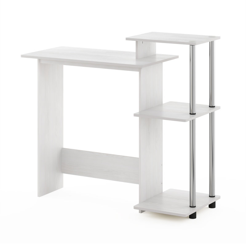 Surrency Rectangular Home Laptop Notebook Computer Desk, White Oak/Stainless Steel