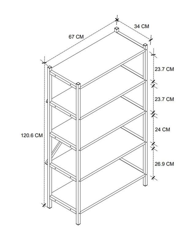 Ahil 120.6cm H x 67cm W Metal Bookcase