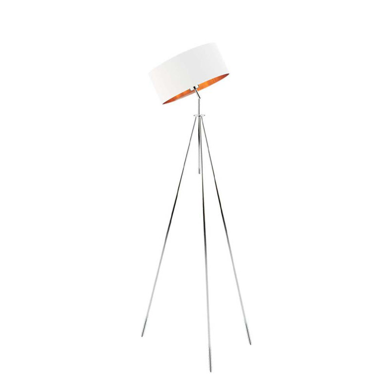 Scholl 145cm Tripod Floor Lamp, White, Chrome