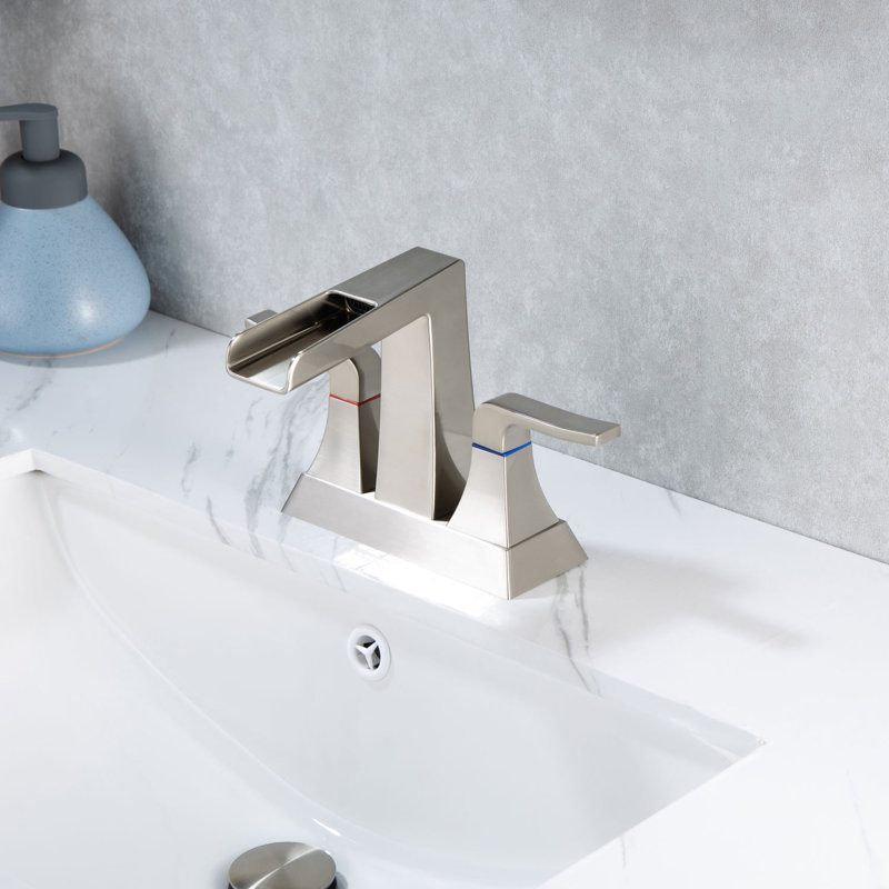 Robinet central de salle de bain avec cascade Waterfall, Nickel brossé