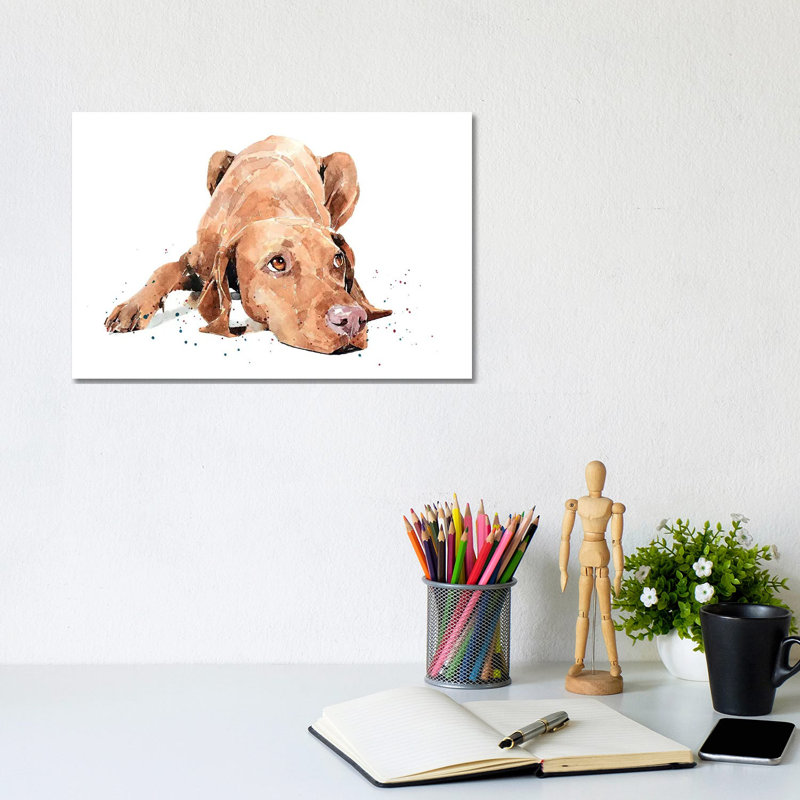 «Vizsla Calm Before the Storm» par EdsWatercolours - impression, Pas de tapis, Toile tendue, H 8 po x l 12 po x P 0,75 po