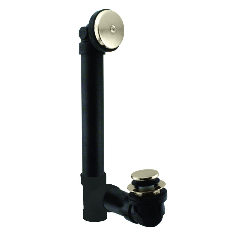 1 1-1 / 2 po x 12 po Ensemble de drain de baignoire 40 pieds en ABS avec trop-plein à un trou, Nickel poli