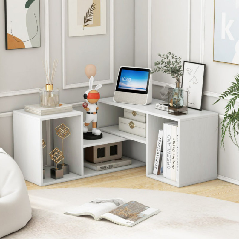 Meuble télé 2 pièces pour téléviseur de 55 po ou moins avec cubes de rangement, Blanc