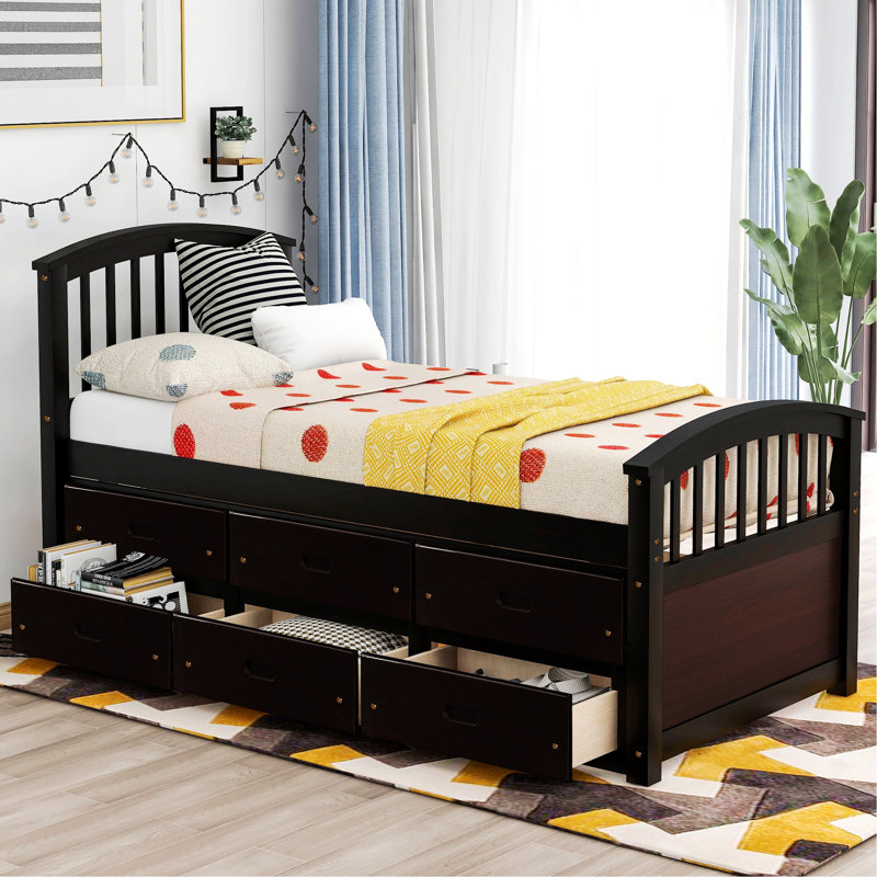 Eckart Solid Wood Slat Storage Bed, Espresso