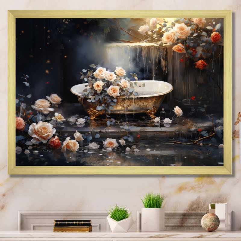 Baignoire Damionna en or VII, Cadre doré à une seule photo, H 16 po x l 32 po x P 1 po