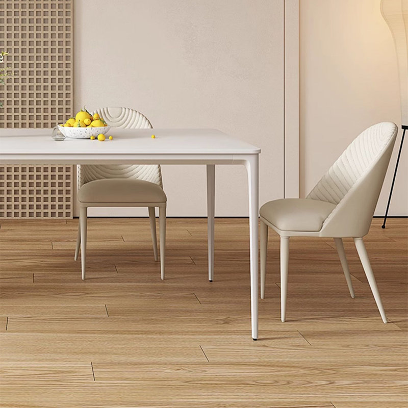 Simple rock plate dining table sets, 29.52"H x 55.11"L x 31.49"W, Beige