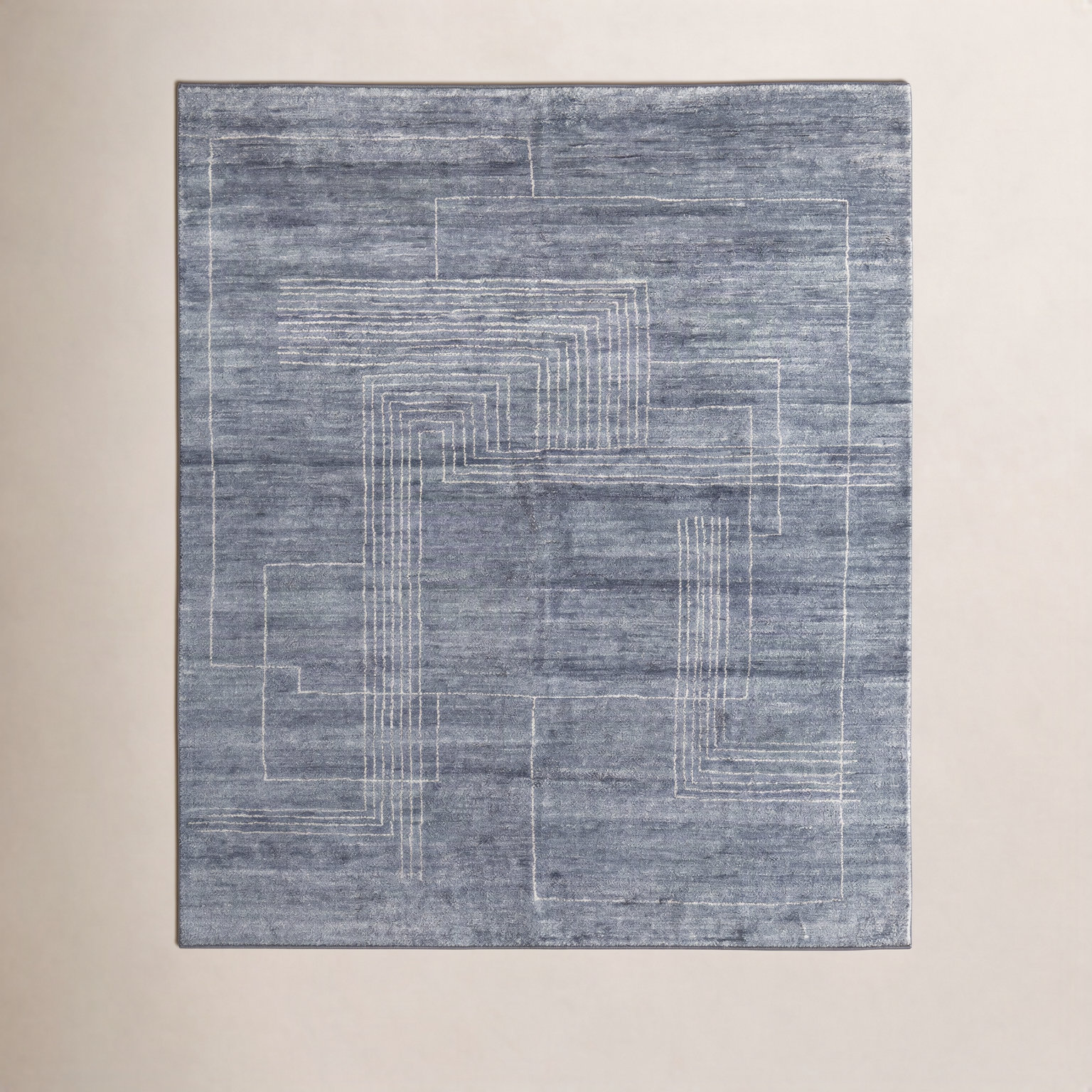 Monaco Gray Hand-Knotted Abstract Rug, Rectangle 9'6" x 13'6"