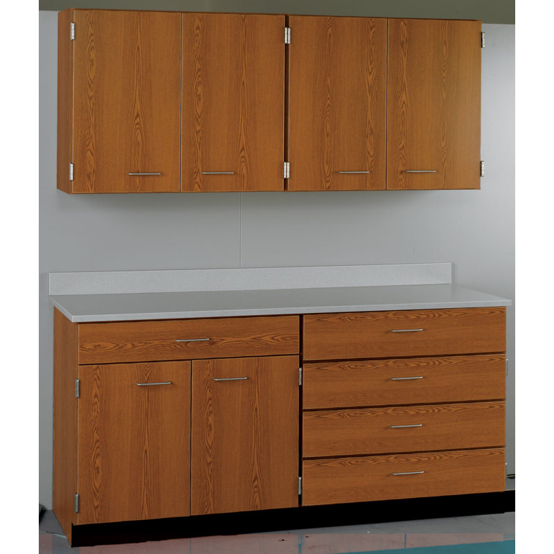 Armoire de salle de classe à 21 compartiments avec portes Suites, H 84 po x l 60 po x P 24 po, Gris tendance, Érable