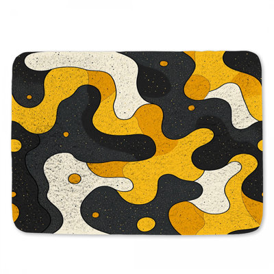 Tapis de bain jaune à formes abstraites Steampunk