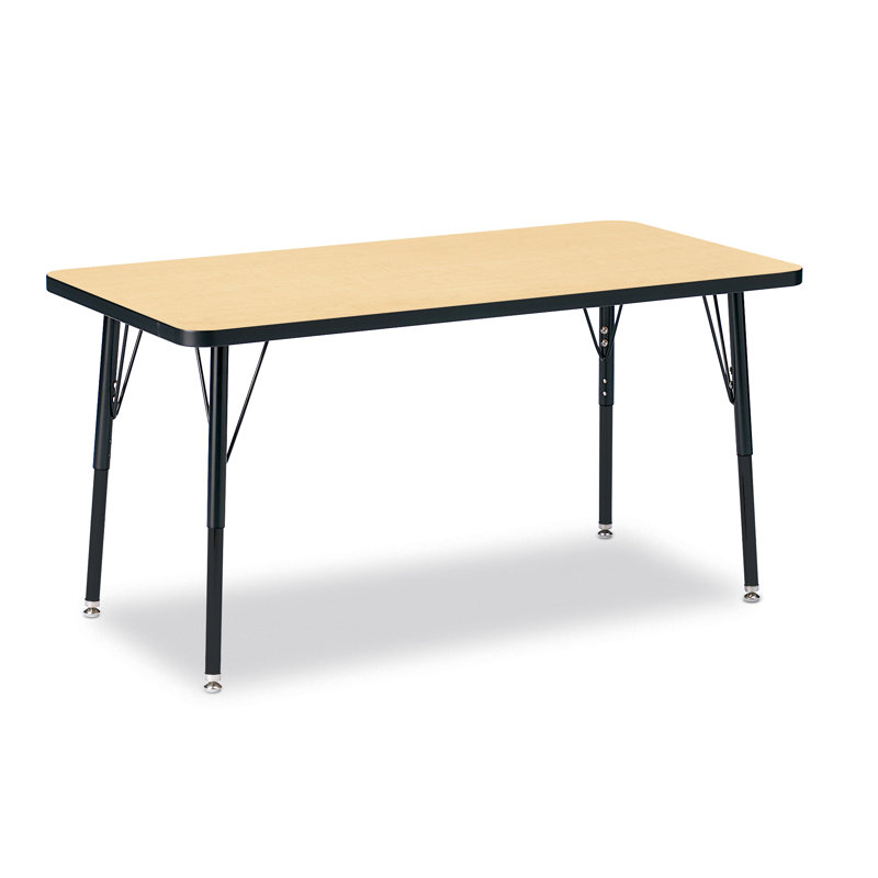 Table rectangulaire Berries, Pieds standards pour adultes 24 po - 31 po, Érable et noir, 30 po x 48 po