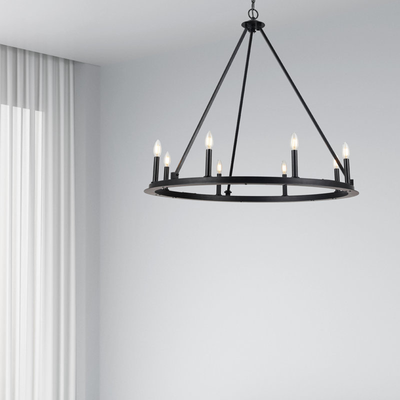 Lustre incandescent 8 lumières Shenika, noir mat