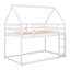 Lit superposé simple au-dessus de simple avec échelle, structure en bois de pin massif blanc pour enfants
