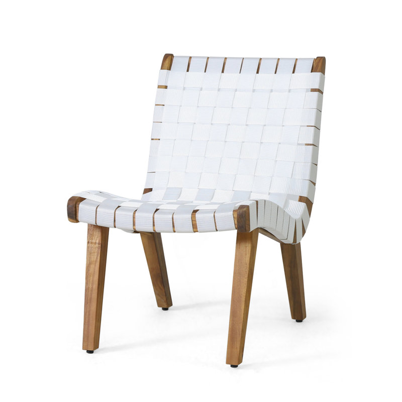 Outdoor Lounge Chair Set With Rope Weave And Curvaceous Design, White/Brown