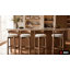 Tabourets de bar de style médiéval-moderne avec dossiers, avec une structure en bois massif recouverte d'un tissu en lin doux; Idéal pour les îlots de cuisine (ensemble de 2)-130452537